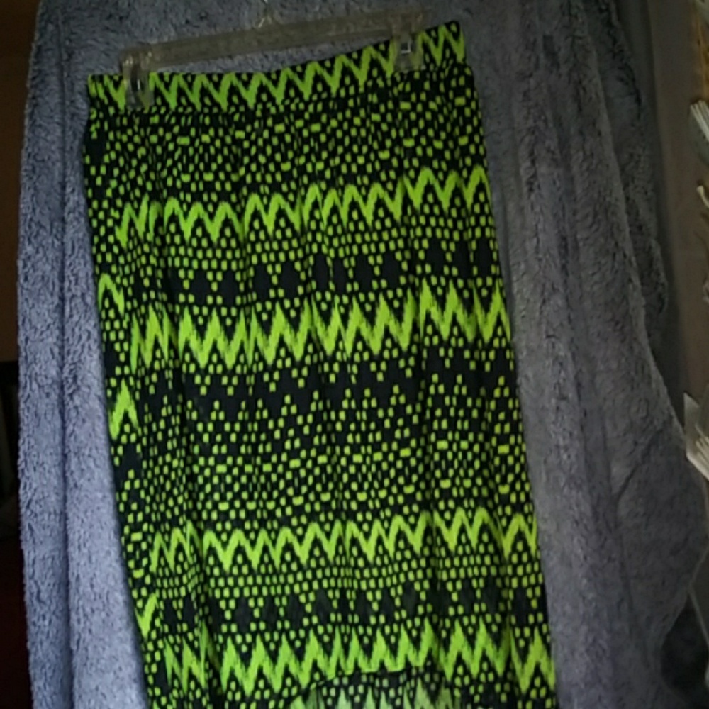 NWOT No Boundaries Neon green & black sheer skirt